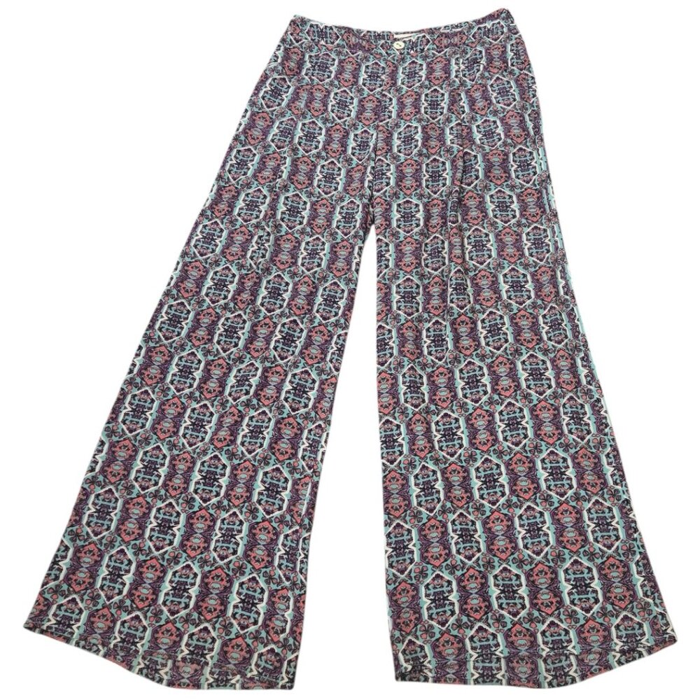 Anthropologie Elevenses South Shore Palazzo Pants Sz 6 Boho Pink Blue - Picture 4 of 8